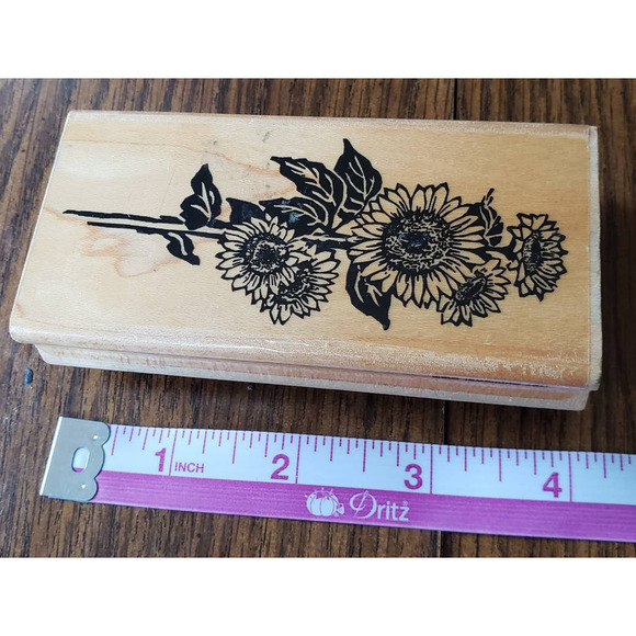Stampendous Fun Stamps Sunflower Stalk Flowers Wood Mounted Rubber Stamp N27 - Picture 3 of 8